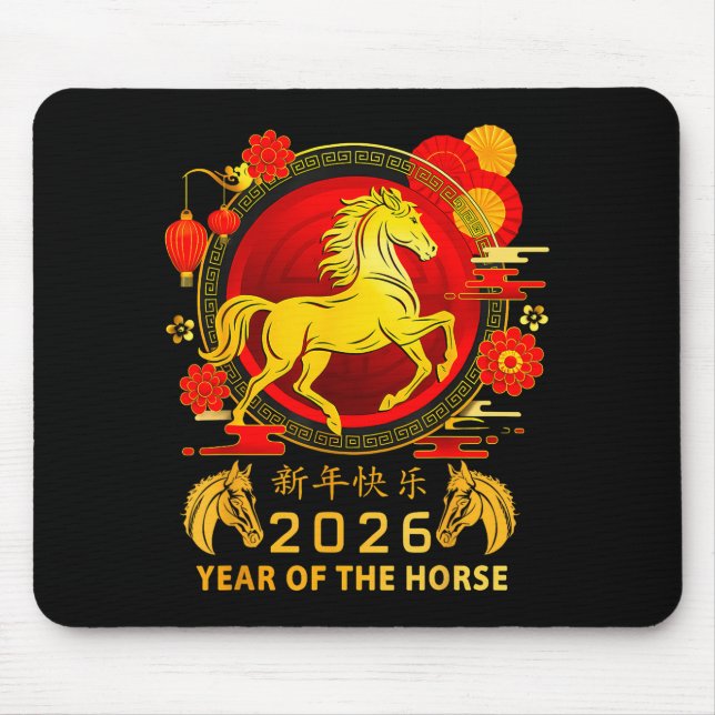 Mousepad Chinese New Year 2026 Year Of The Horse Happy New  (Frente)