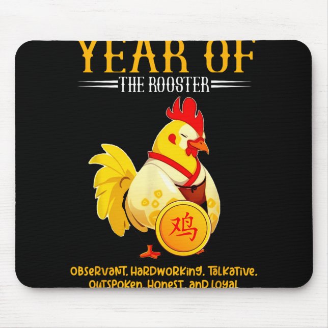 Mousepad Chinese Year Of The Rooster Zodiac Sign Happy Luna (Frente)