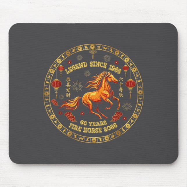 Mousepad Chinese Zodiac Fire Horse 2026 -legend Since 1966  (Frente)