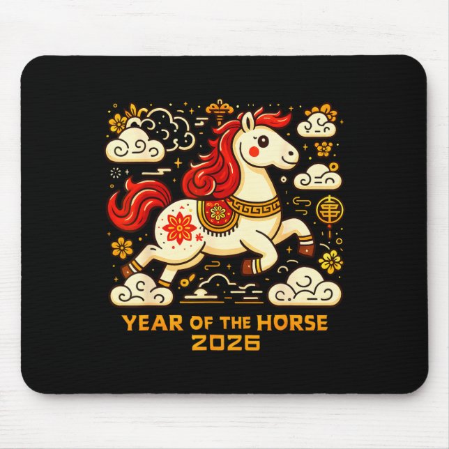 Mousepad Chinese Zodiac Horse 2026 Lunar New Year Art Gift  (Frente)