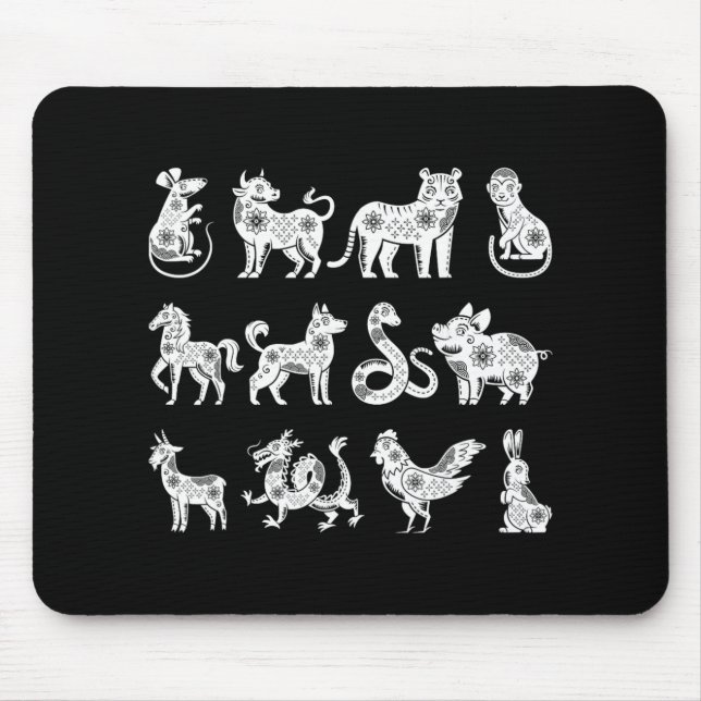 Mousepad Chinese Zodiac Signs Lunar Chinese New Year  (Frente)