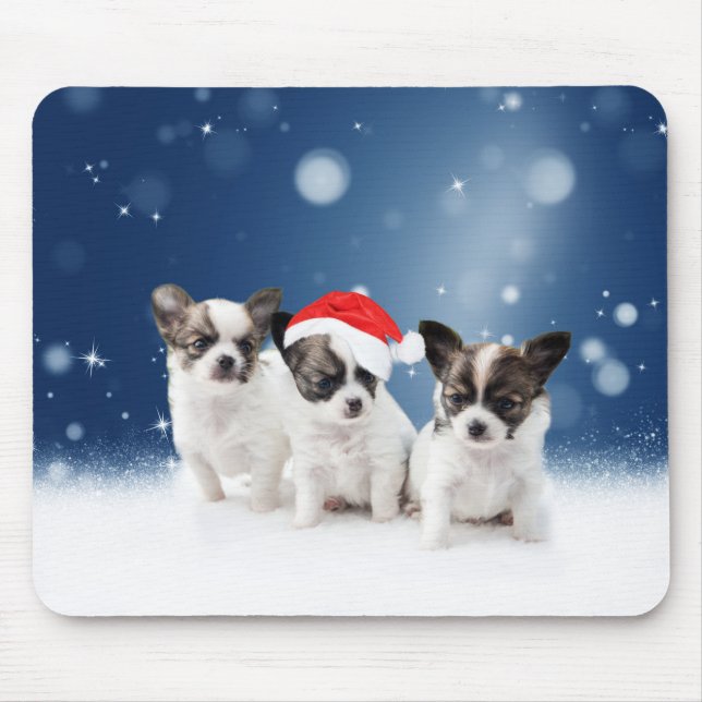 Mousepad Chinhuahua bonitinho no Natal (Frente)