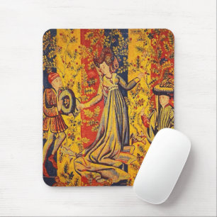 Mousepad Chinoiserie amarela azul-vermelha medieval italian