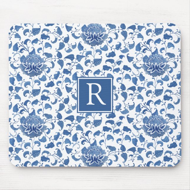 Mousepad Chinoiserie Clássica Azul E Branca (Frente)