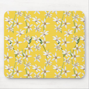 Mousepad Chinoiserie de padrão floral de limão de Verão