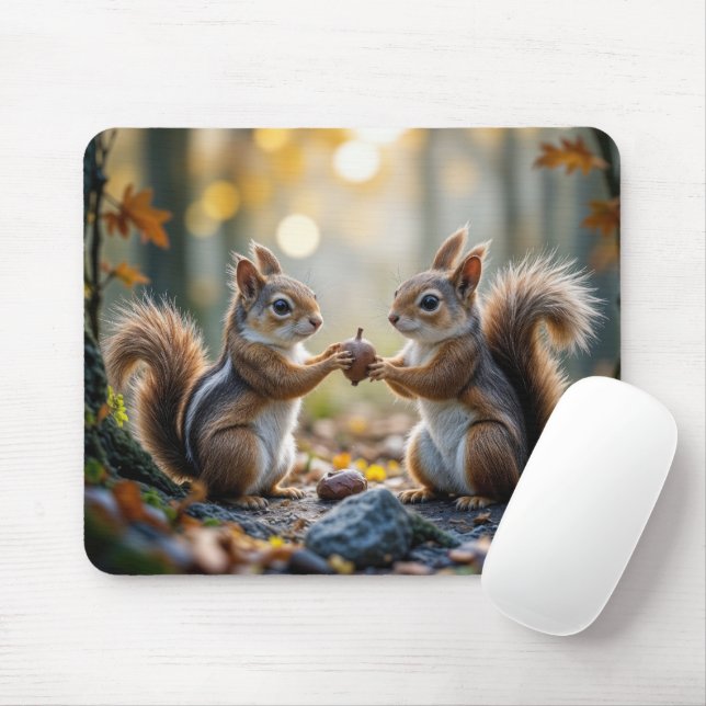 Mousepad Chipmunk e Esquilo e Compartilhamento de uma Bolot (Com mouse)