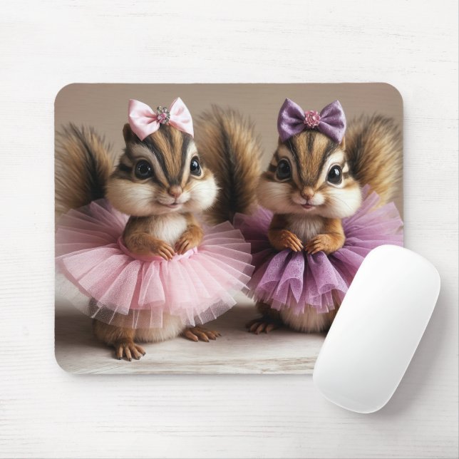 Mousepad Chipmunks Vestindo Tutus (Com mouse)
