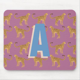 Mousepad Chita, monograma rosa-leopardo