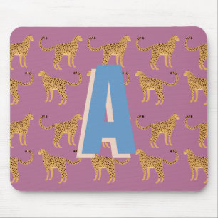 Mousepad Chita, monograma rosa-leopardo