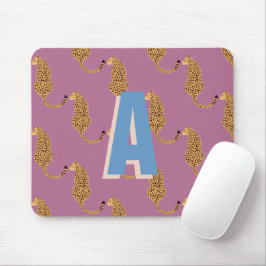 Mousepad Chita, monograma rosa-leopardo