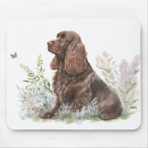 Chocolate Cocker Spaniel com borboleta