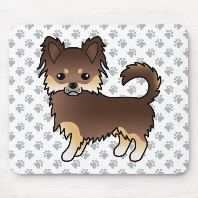 Mousepad Chocolate E Tan Long Casaco Chihuahua Cachorro E P (Frente)