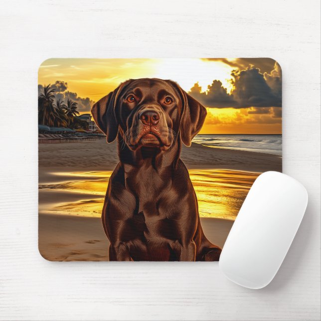 Mousepad Chocolate Labrador no Sunset (Com mouse)