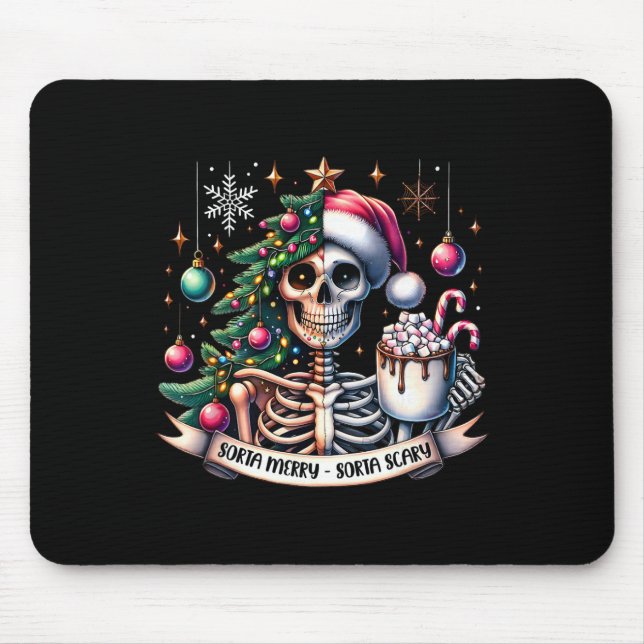Mousepad Chocolate Quente de Esqueleto Mais ou Menos Alegre (Frente)