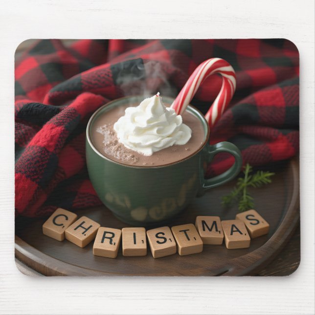 Mousepad Chocolate Quente De Natal Com Canela De Doces (Frente)