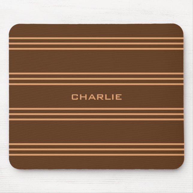 Mousepad Chocolate Stripe monograma personalizado (Frente)