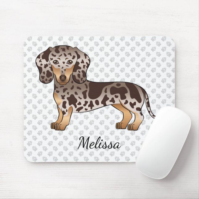 Mousepad Chocolate & Tan Dapple Dachshund de Cabelo Curto & (Com mouse)
