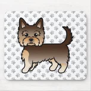Mousepad Chocolate Yorkshire Terrier Cartoon Dog & Paws