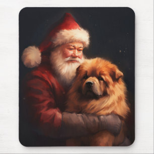 Mousepad Chow Chow com Papai Noel Natal Festivo
