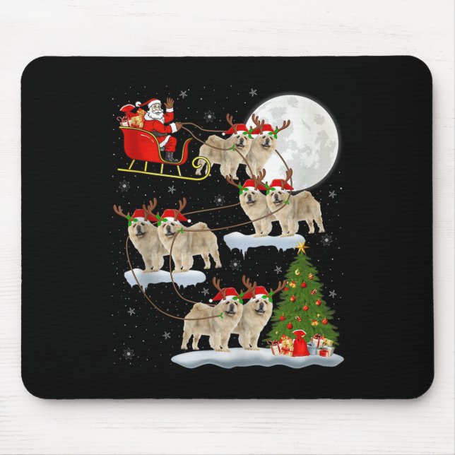 Mousepad Chow Chow Dog Santa Sleigh Flying Funny Magical Ch (Frente)