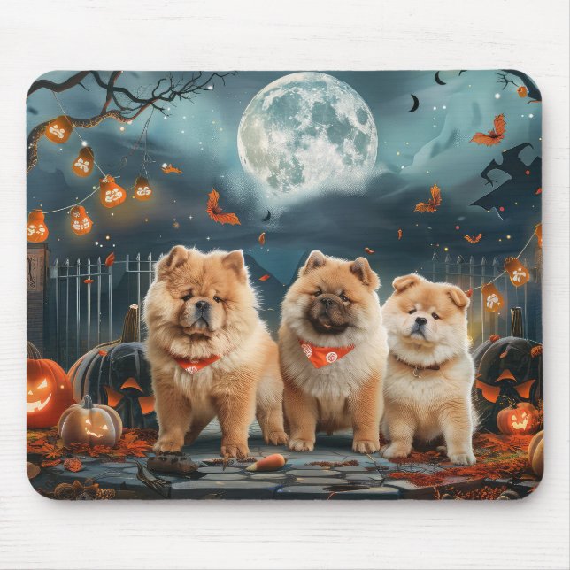 Mousepad Chow Chow Halloween Assustador (Frente)