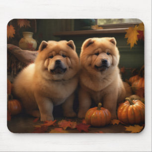 Mousepad Chow Chow Puppy Autumn Delight Pumpkin