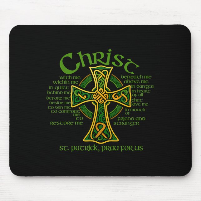 Mousepad Christ With Me Celtic Cross St. Patrick Breastplat (Frente)