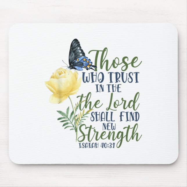 Mousepad Christian Bible Verse Butterfly Rose Flower Isaiah (Frente)