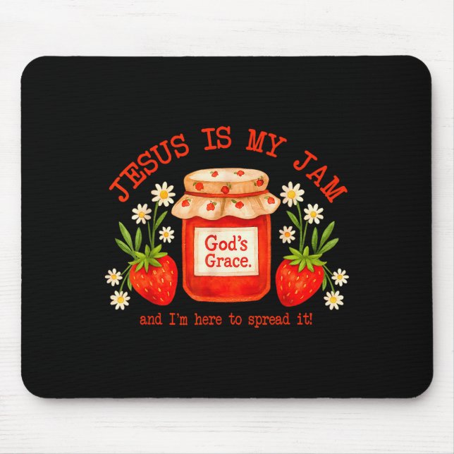 Mousepad Christian Bible Verse Faith Strawberry Jesus Is My (Frente)