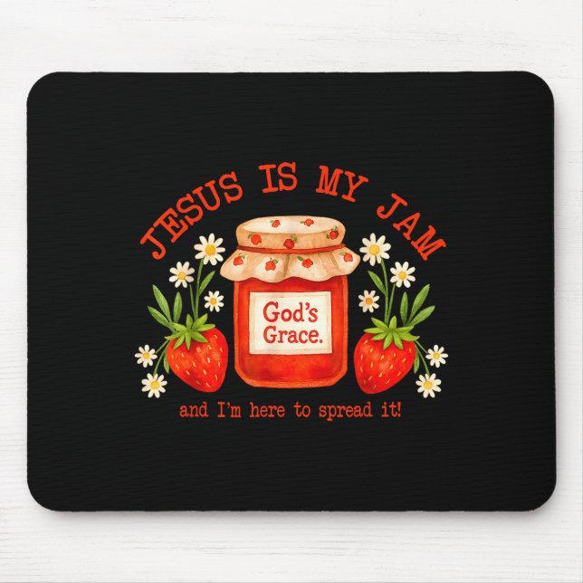 Mousepad Christian Bible Verse Faith Strawberry Jesus Is My (Frente)