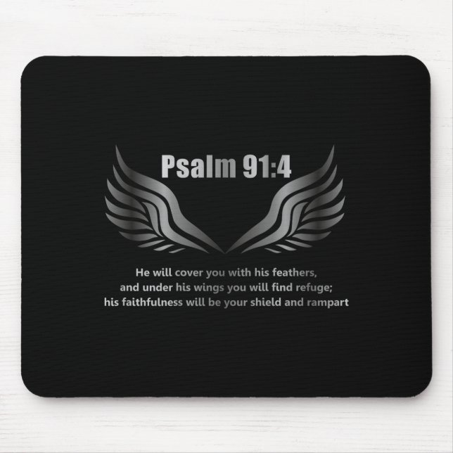 Mousepad Christian Bible Verse Quote Psalm 91 4 Design On T (Frente)