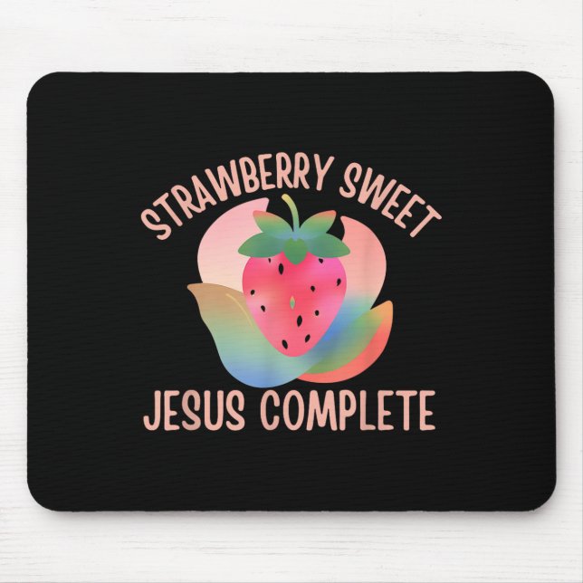 Mousepad Christian Boho Strawberry Sweet Jesus Complete Fru (Frente)