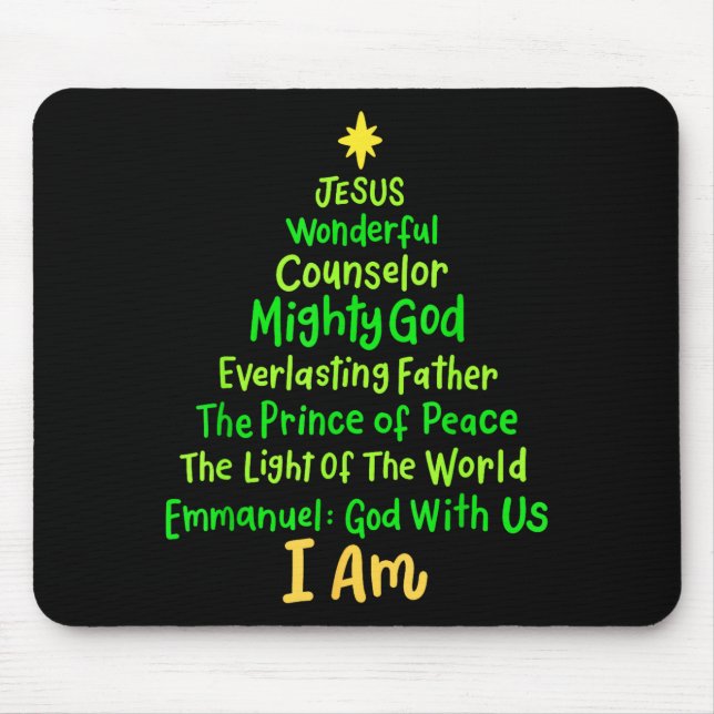 Mousepad Christian Christmas Jesus Bible Names Xmas Tree Sh (Frente)