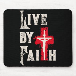 Mousepad Christian Cross Scripture Live By Faith 