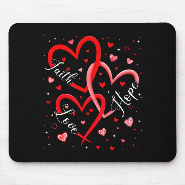 Mousepad Christian Faith Hope Love Hearts Religious Valenti (Frente)