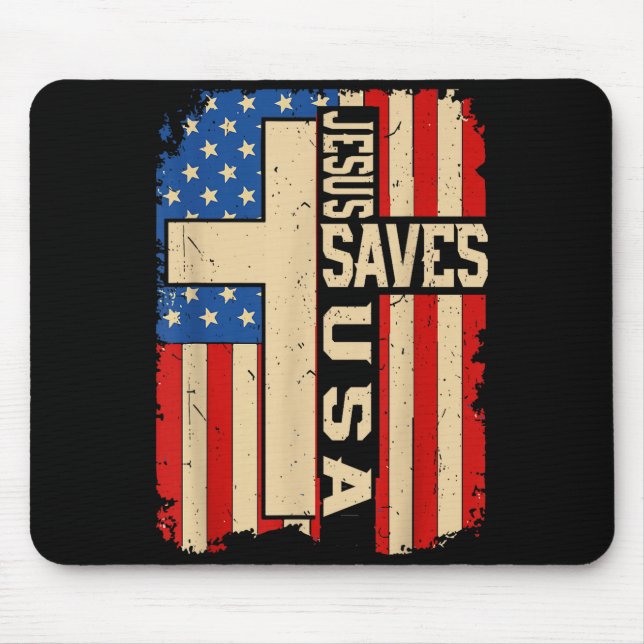Mousepad Christian Faith Jesus Save Usa Patriotic American  (Frente)