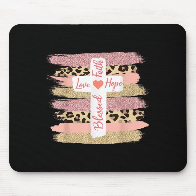 Mousepad Christian Faith Love Esperança Abençoada - Cross C (Frente)