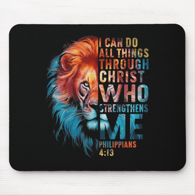 Mousepad Christian I Can Do All Thing Through Christ Lion F (Frente)