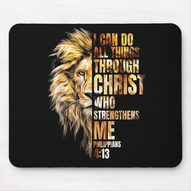 Mousepad Christian I Can Do All Things Through Christ Lion  (Frente)