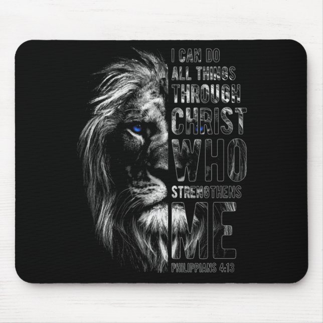 Mousepad Christian I Can Do All Things Through Christ Lion  (Frente)
