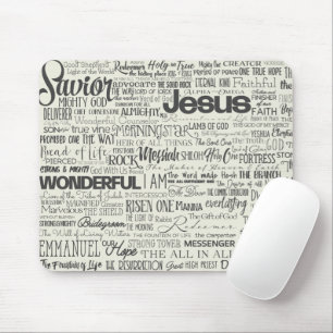 Mousepad Christian Religious Names of God Text Typography