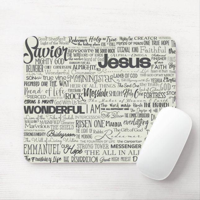 Mousepad Christian Religious Names of God Text Typography (Com mouse)
