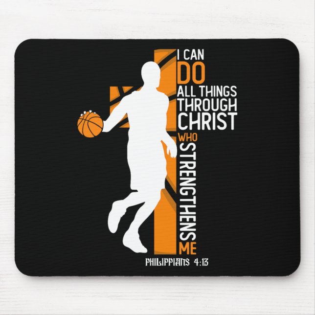 Mousepad Christian Sketll Cross Eu Posso Fazer Tudo Através (Frente)