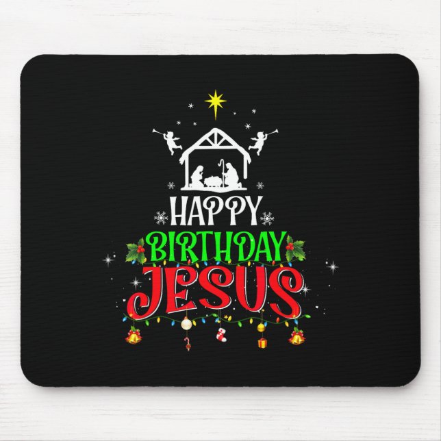 Mousepad Christian Tree Christmas Happy Birthday Jesus Wome (Frente)