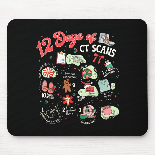 Mousepad Christmas 12 Days Of Ct Technologist Cat Scan Radi (Frente)