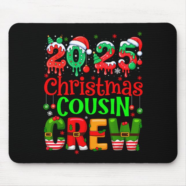 Mousepad Christmas 2025 Cousin Crew Santa Hat Men Women Kid (Frente)