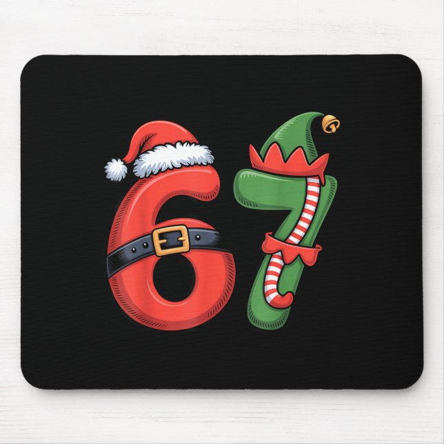 Mousepad Christmas 67 Meme 67 Santa Elf - Six Seven  (Frente)