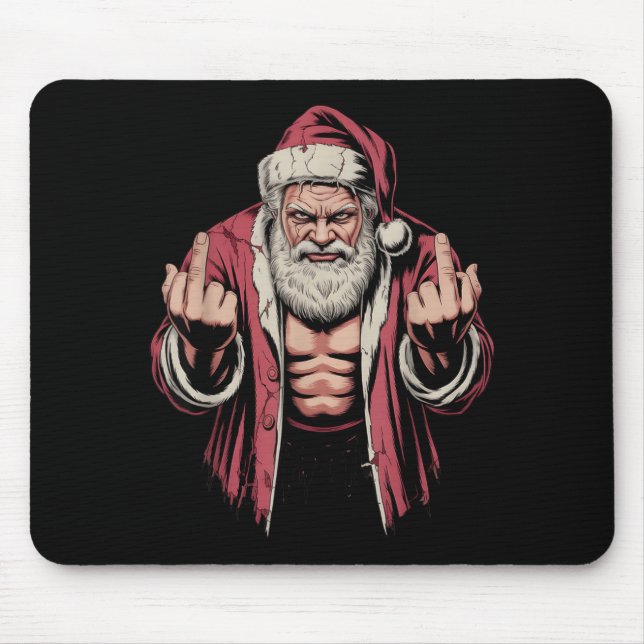 Mousepad Christmas Angry Santa Middle Finger Sarcastic Xmas (Frente)