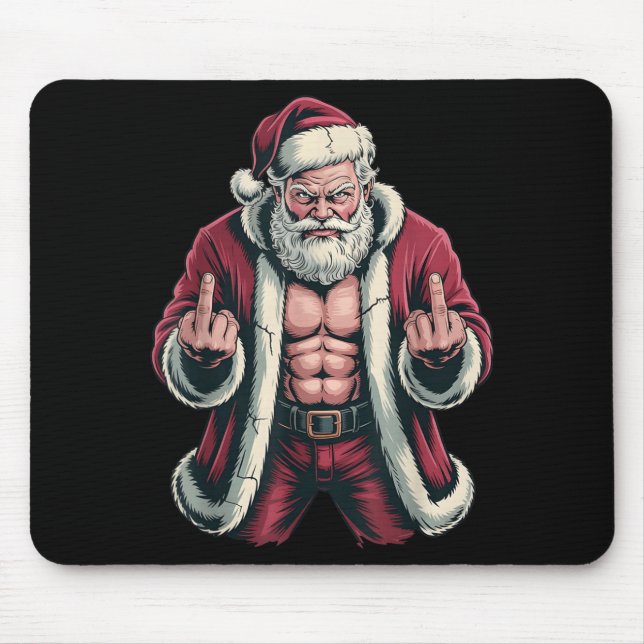 Mousepad Christmas Angry Santa Middle Finger Sarcastic Xmas (Frente)