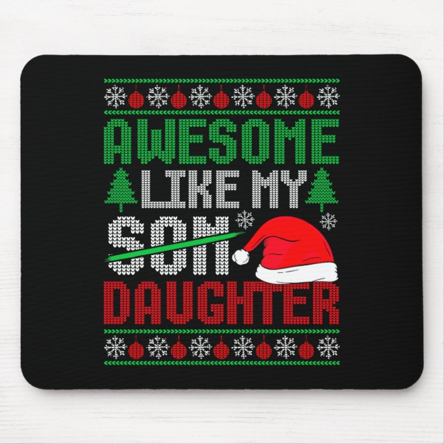 Mousepad Christmas Awesome Like My Daughter Santa Hat Ugly  (Frente)